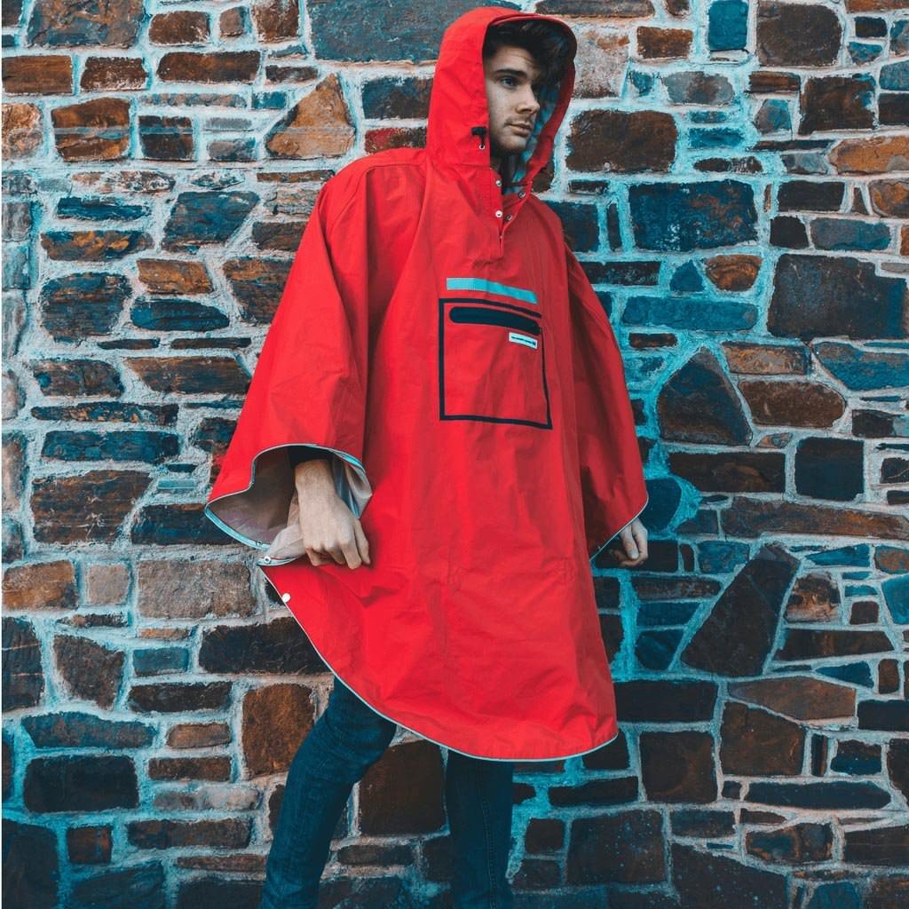 Poncho pour vélo The People's Poncho rouge homme