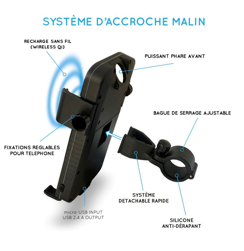 Phone holder with built-in battery Cyclotron Sunslice